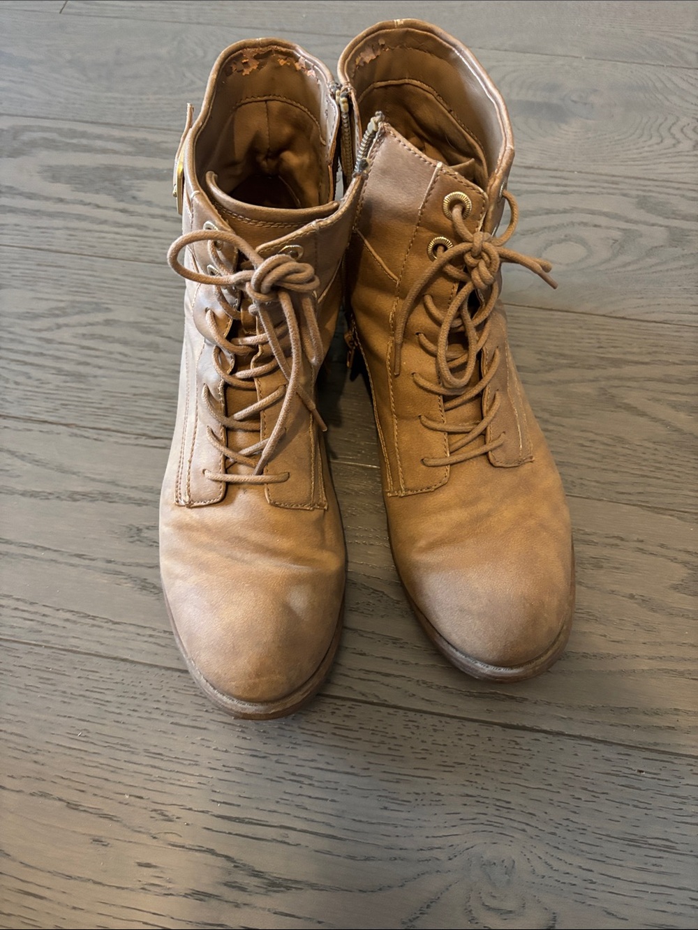 Aldo Women's Light Brown Lace-Up Ankle Boots